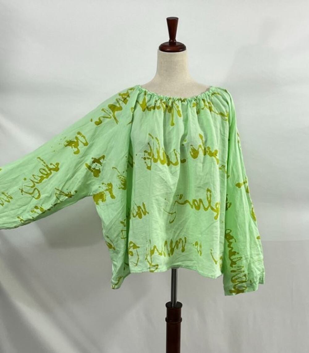 STATE THE LABEL Sz L XL Light Green Linen Billow Top Shirt Blouse